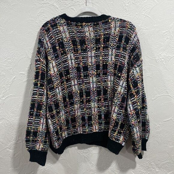 Love riche multicolor vibrant checkered sweater size large - Picture 6 of 8